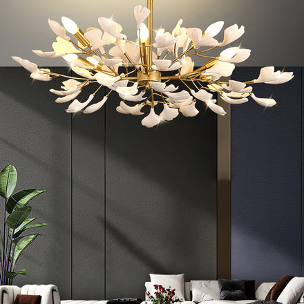 Gingko Canopy Curated Solid Brass Chandelier