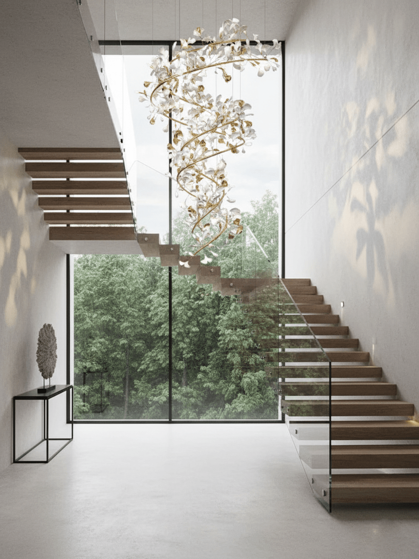 Gingko Curated Hand-Thrown Ceramic Chandelier
