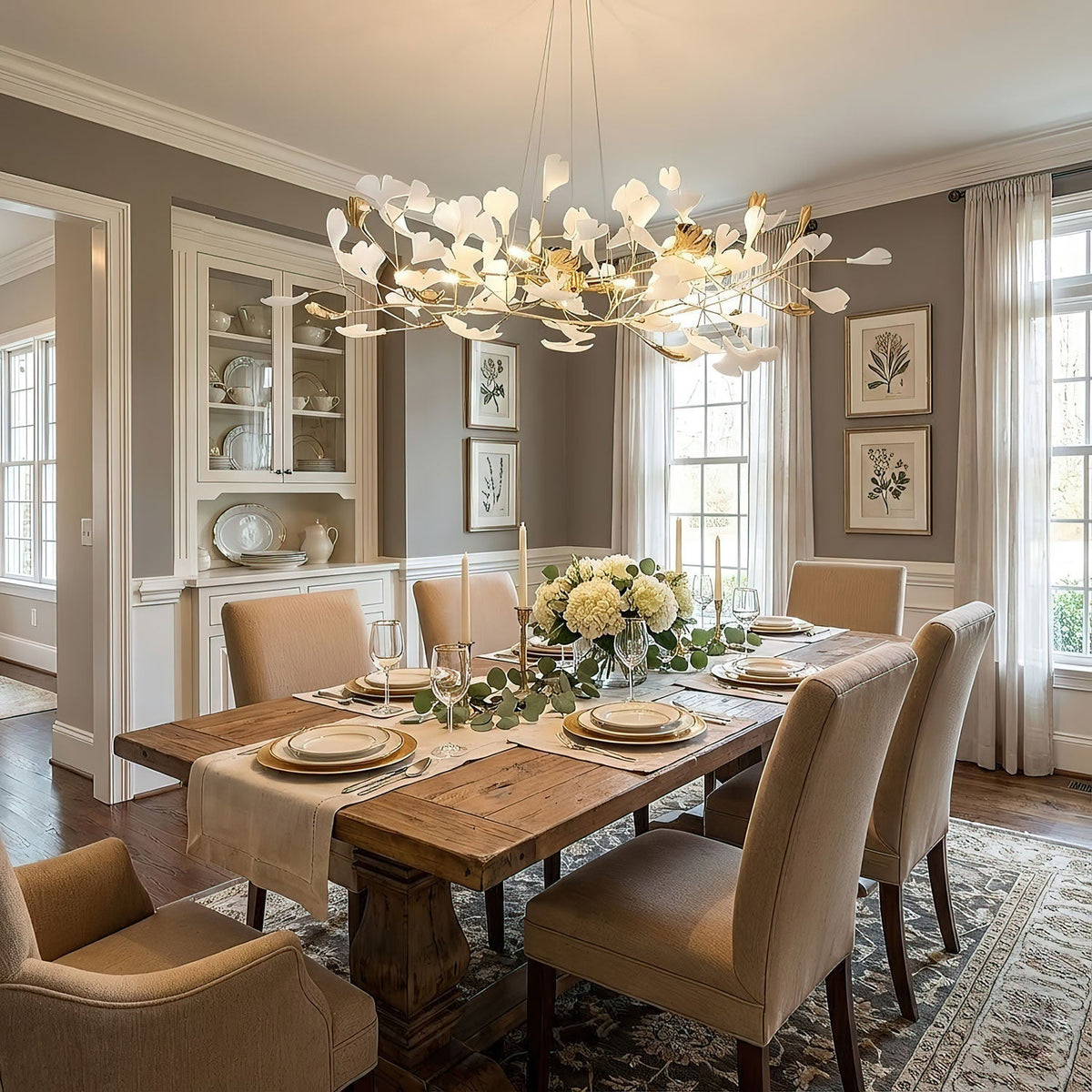 Hand-Thrown Ceramic craftsmanship detail on Gingko Curated Hand-Thrown Ceramic Chandelier