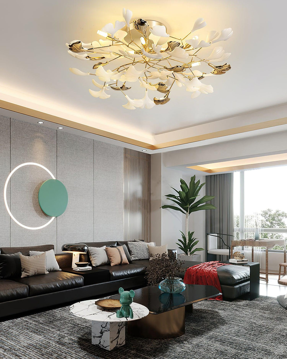 Gingko Rotating Flush Mount – Ambient Illumination in Luxury Interior Setting View 15