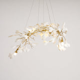 Gingko Curated Hand-Thrown Ceramic Chandelier – illuminated warm ambiance setting #1