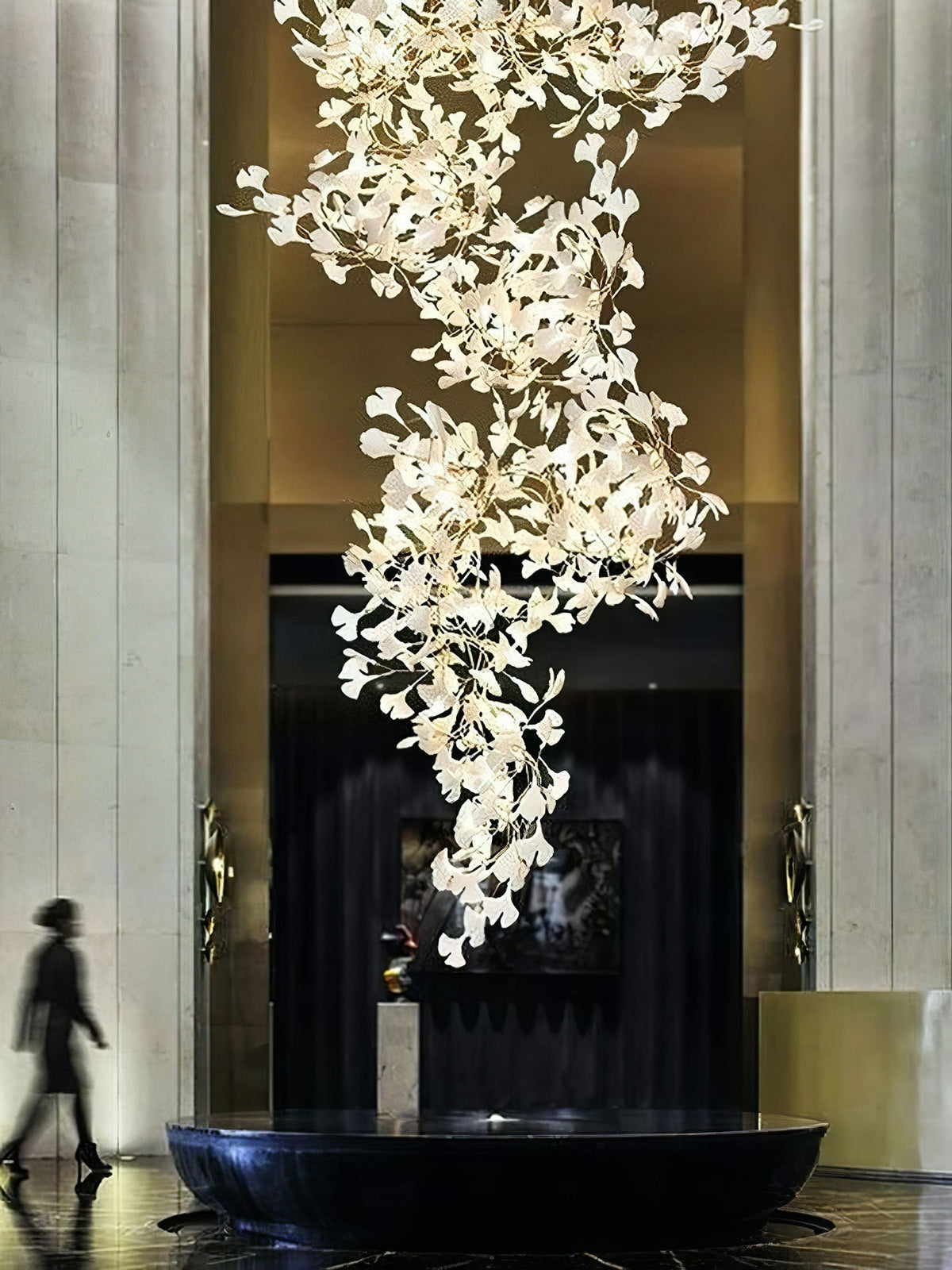 Gingko Curated Solid Brass Chandelier – side angled contour profile