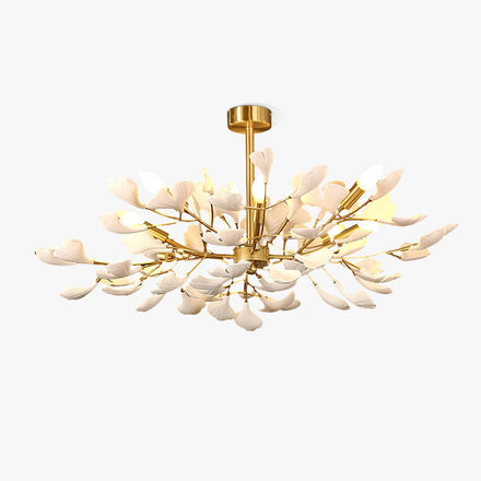 Gingko Canopy Curated Solid Brass Chandelier