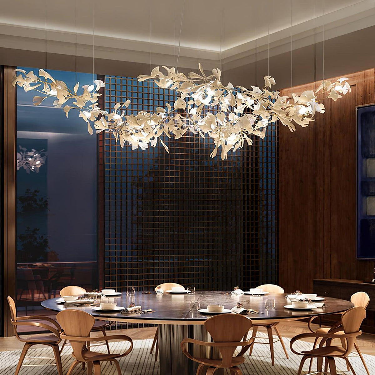 Hand-Thrown Ceramic craftsmanship detail on Gingko Curated Hand-Thrown Ceramic Chandelier