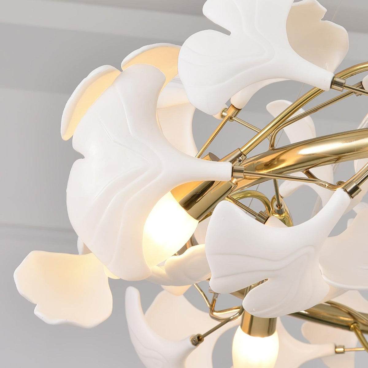 Gingko Curated Hand-Thrown Ceramic Chandelier – unlit natural material contrast