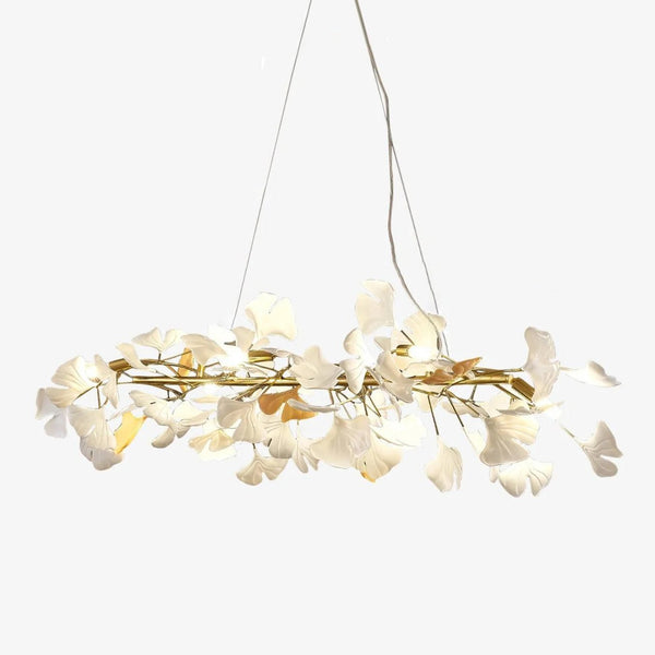 Gingko Branch Curated Solid Brass Chandelier