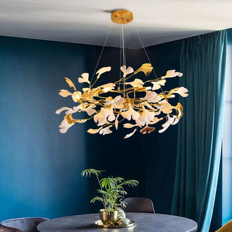 Gingko Ring Chandelier – Handcrafted Material Texture and Detail View