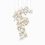 Gingko Curated Hand-Thrown Ceramic Chandelier – illuminated warm ambiance setting #1