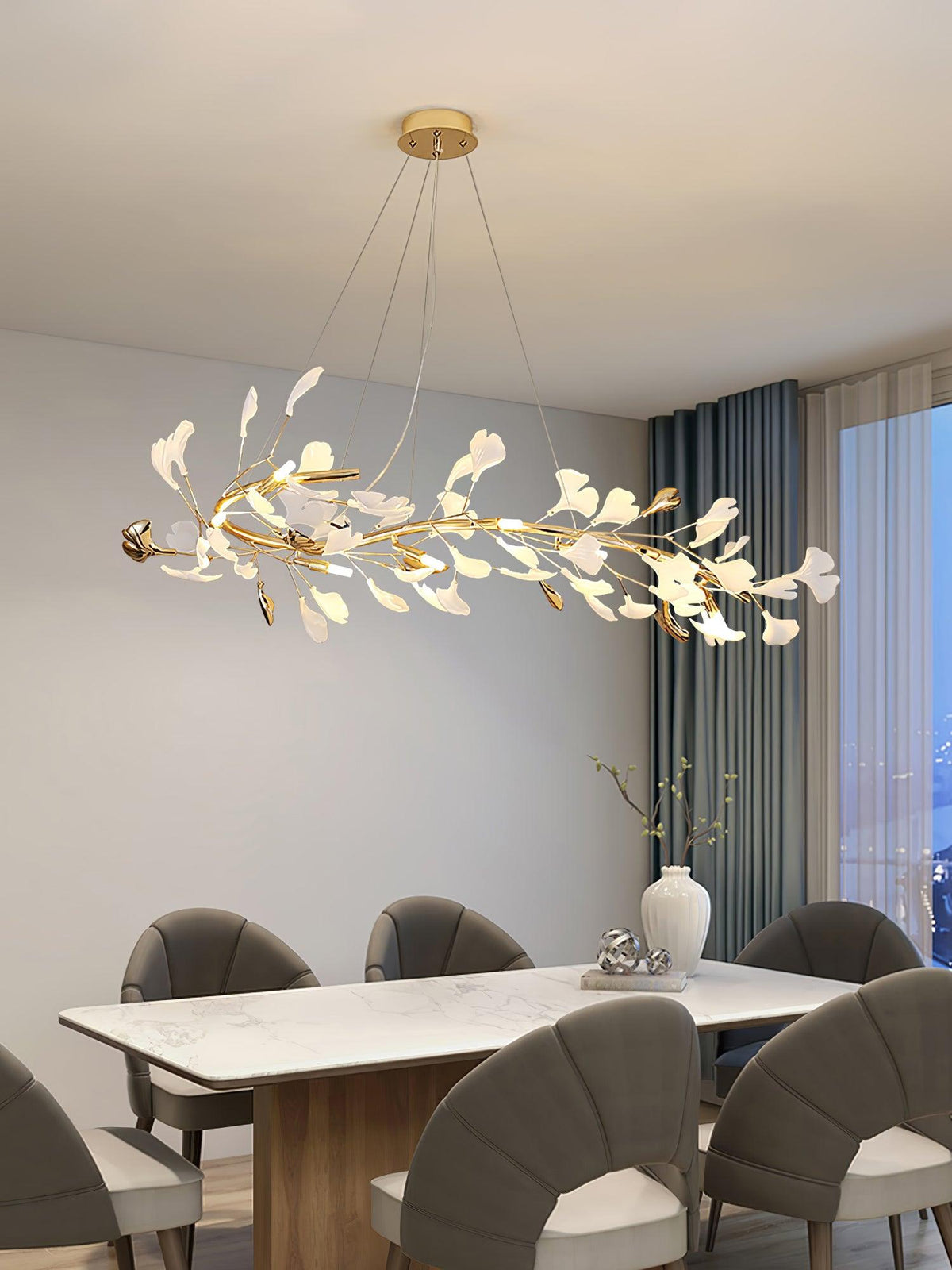 Gingko Curated Hand-Thrown Ceramic Chandelier – handcrafted surface texture