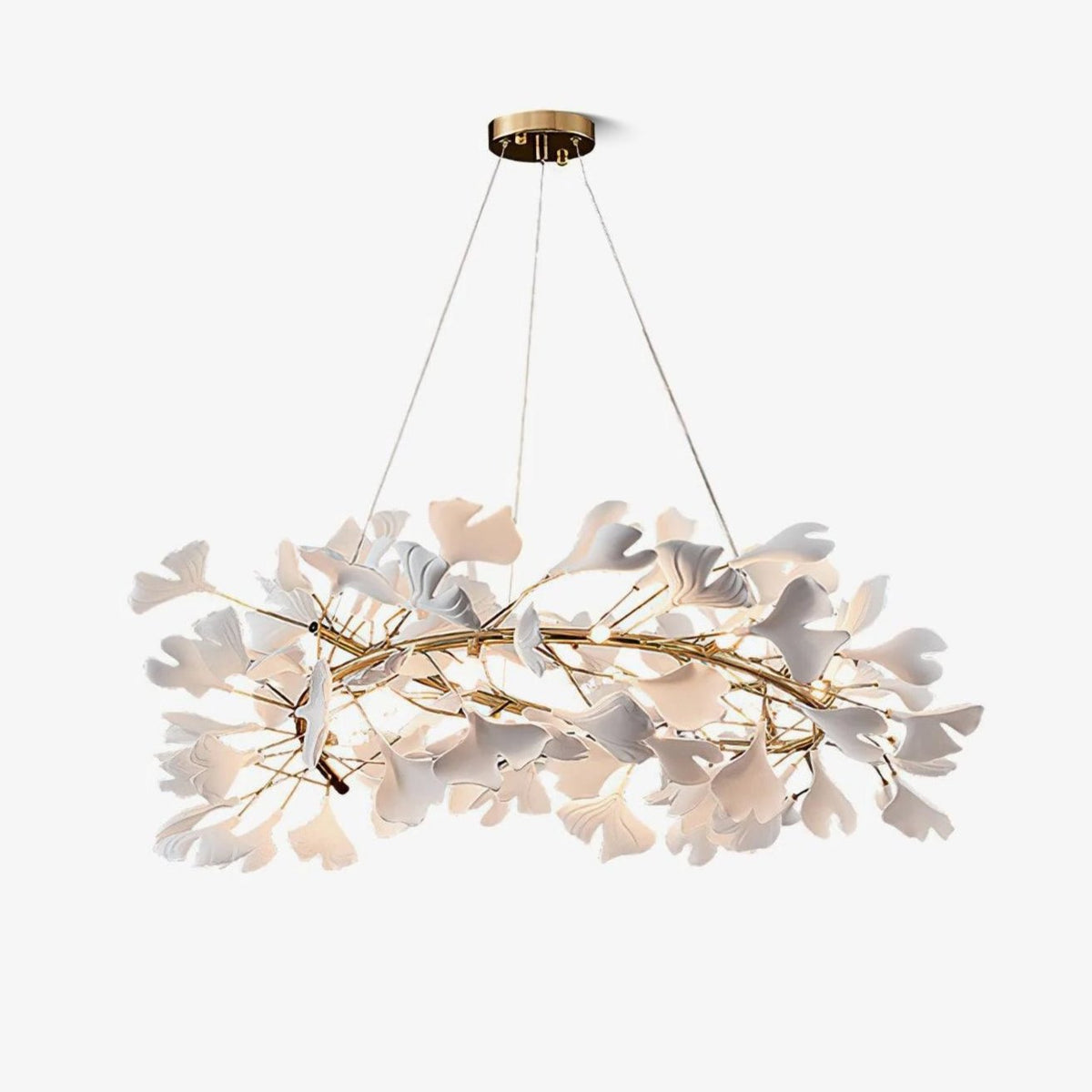 Gingko Curated Hand-Thrown Ceramic Chandelier – spatial dining room perspective #1