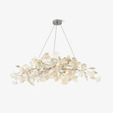 Gingko Curated Hand-Thrown Ceramic Chandelier – illuminated warm ambiance setting #1