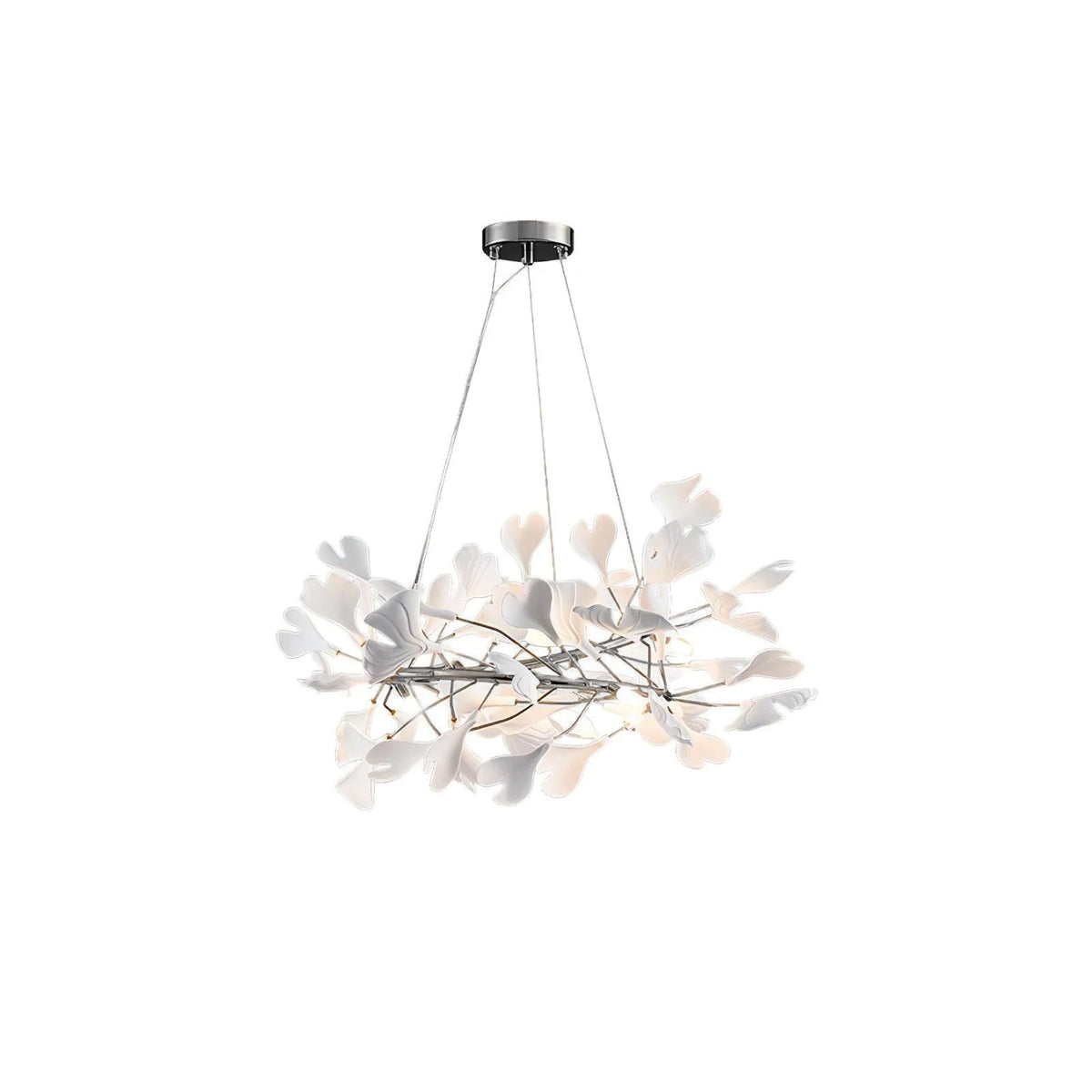 Gingko Curated Hand-Thrown Ceramic Chandelier – architectural ceiling profile #1