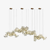 Gingko Curated Hand-Thrown Ceramic Chandelier – illuminated warm ambiance setting #1