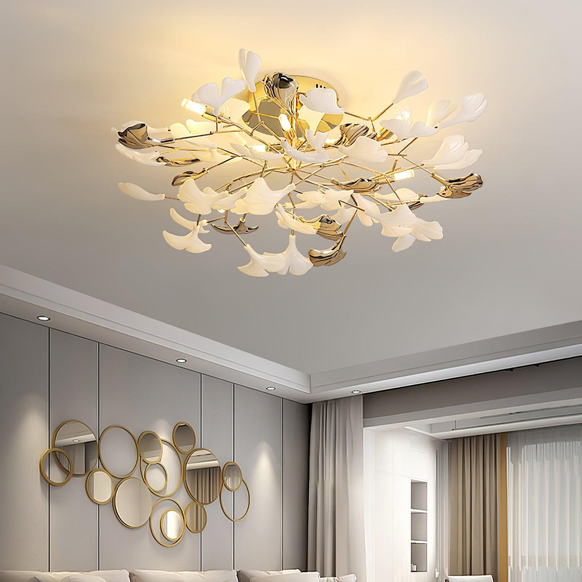 Gingko Rotating Flush Mount – Handcrafted Material Texture and Detail View