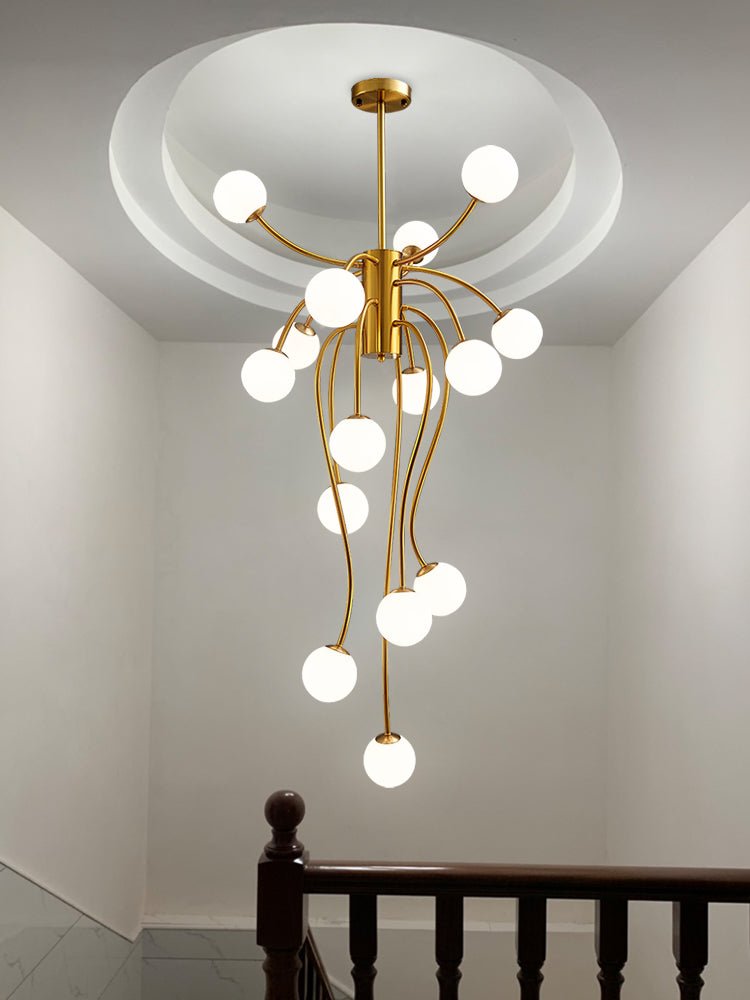 Caroline Curated Mouth-Blown Frosted Glass Chand – architectural ceiling profile