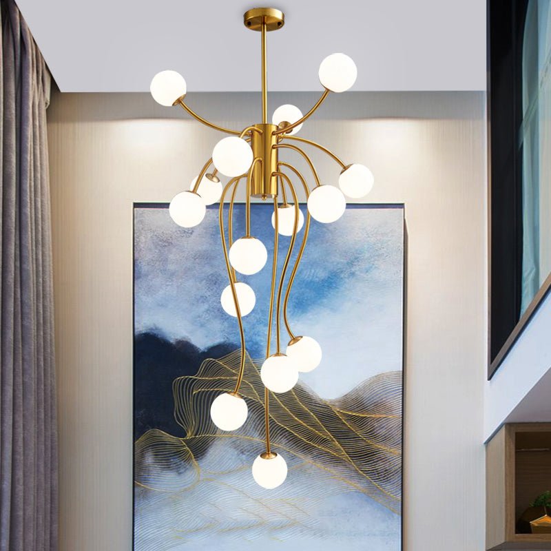 Caroline Curated Mouth-Blown Frosted Glass Chand – dimensional scale reference