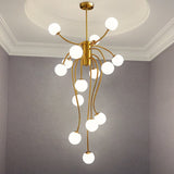 Caroline Curated Mouth-Blown Frosted Glass Chand installed in residential dining space