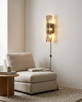 Mouth-Blown Frosted Glass craftsmanship detail on Glacium Plug-in Cast Glass Sconce