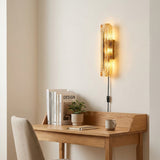 Glacium Plug-in Cast Glass Sconce – unlit natural material contrast