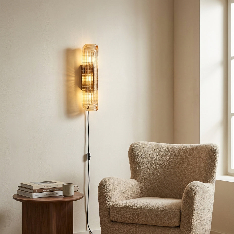 Glacium Plug-in Cast Glass Sconce – full fixture elevation view
