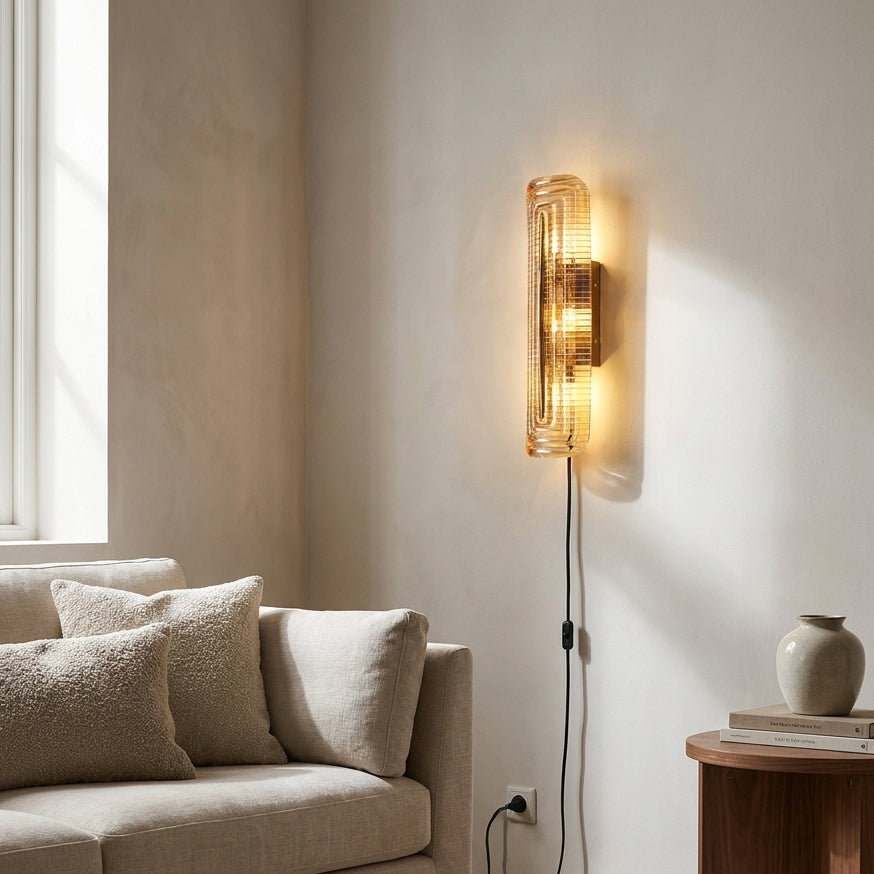 Glacium Plug-in Cast Glass Sconce – handcrafted surface texture