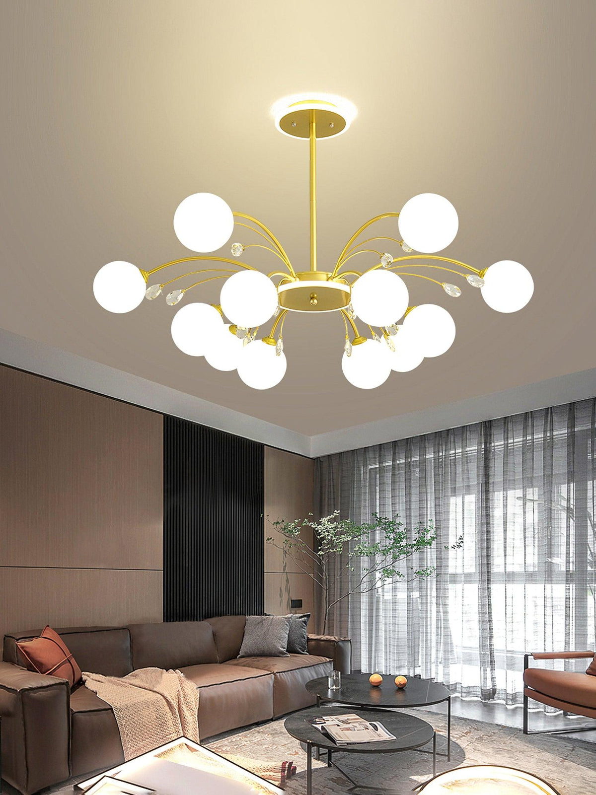 Mouth-Blown Frosted Glass craftsmanship detail on Glamorous Glass Raindrop Chandeliers Curated Mou