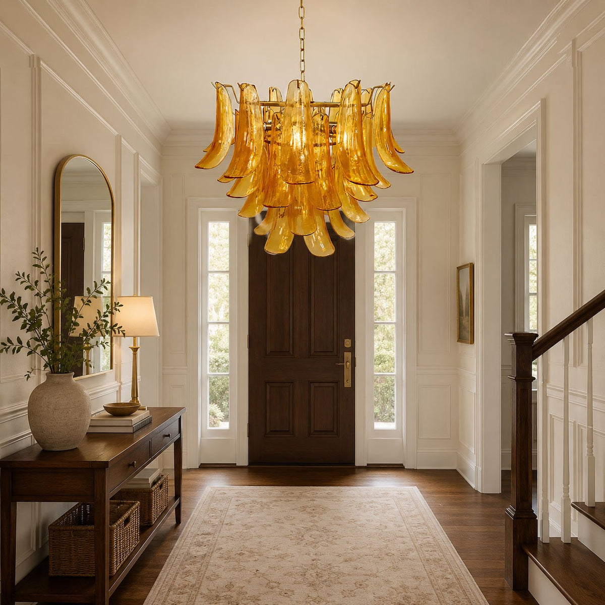 Murano Glass Leaf Chandelier – Ambient Illumination in Luxury Interior Setting View 10