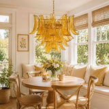 Murano Glass Leaf Chandelier – Handcrafted Material Texture and Detail View