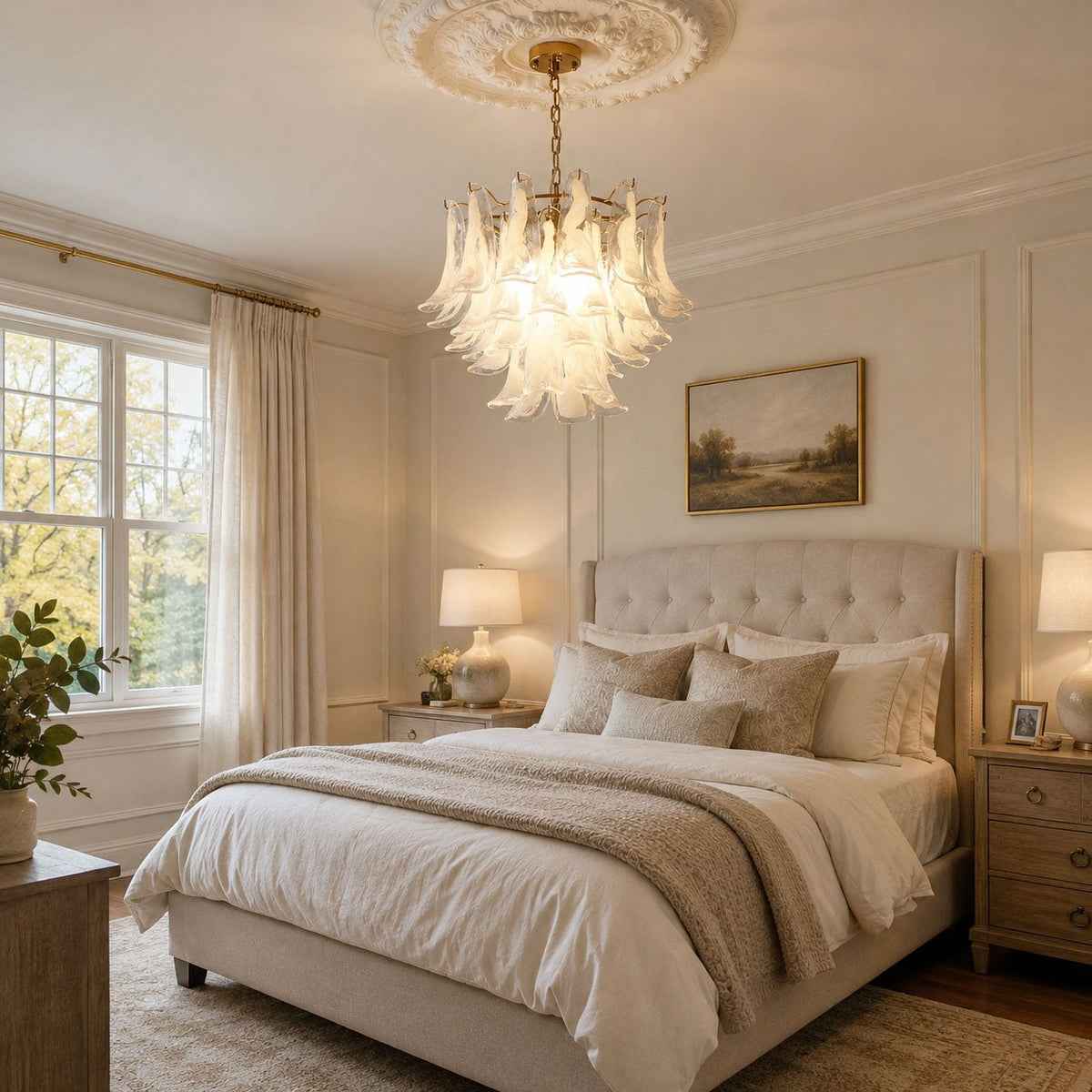 Murano Glass Leaf Chandelier – Ambient Illumination in Luxury Interior Setting View 7