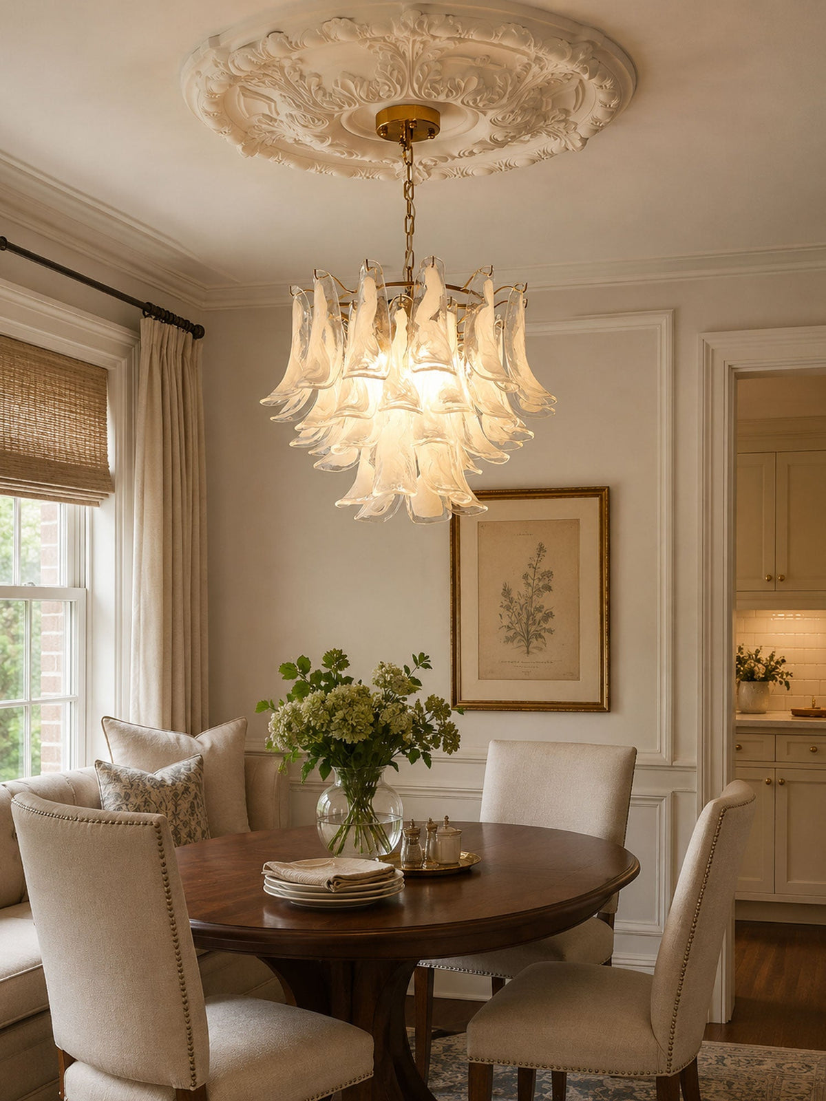 Murano Glass Leaf Chandelier – Ambient Illumination in Luxury Interior Setting View 11