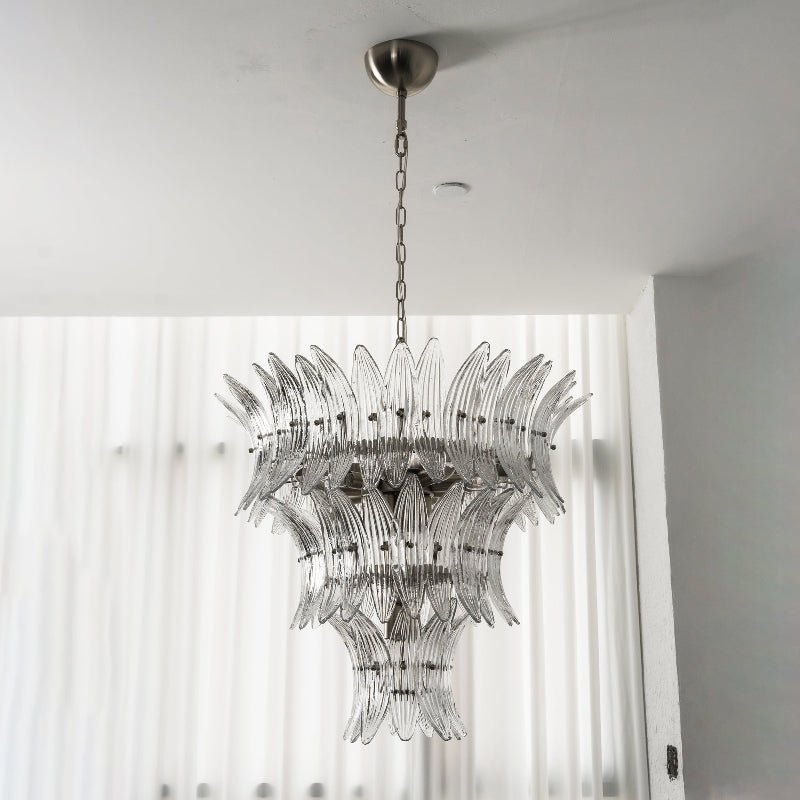 Glass Palmette Chandelier – Ambient Illumination in Luxury Interior Setting View 16