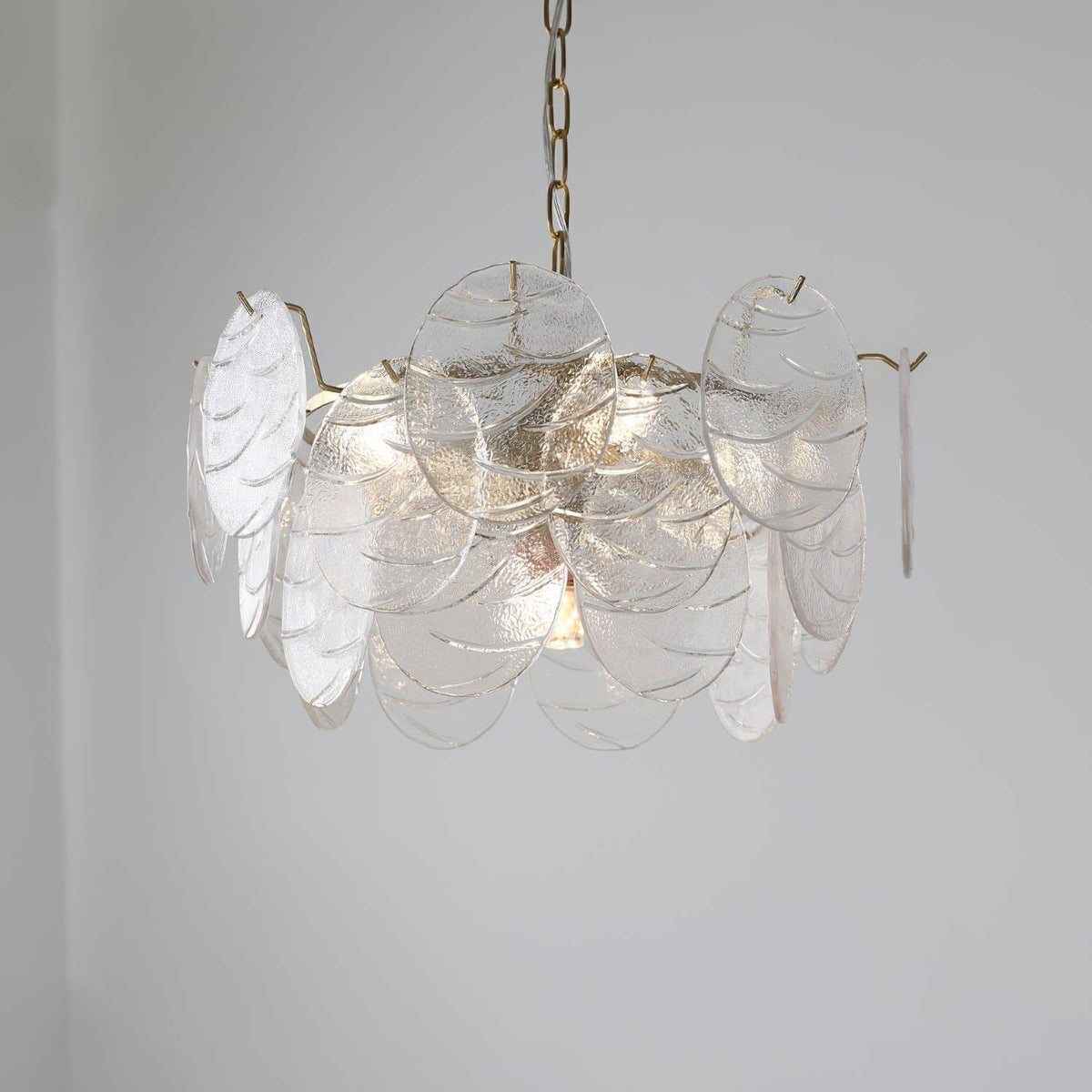 Glass Disc Curated Mouth-Blown Frosted Glass Cha – illuminated warm ambiance setting #1
