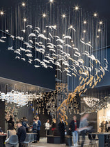 Pluma Sculptural Feather Chandelier – dimensional scale reference