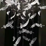 Pluma Sculptural Feather Chandelier – side angled contour profile