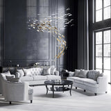 Pluma Sculptural Feather Chandelier installed in residential dining space