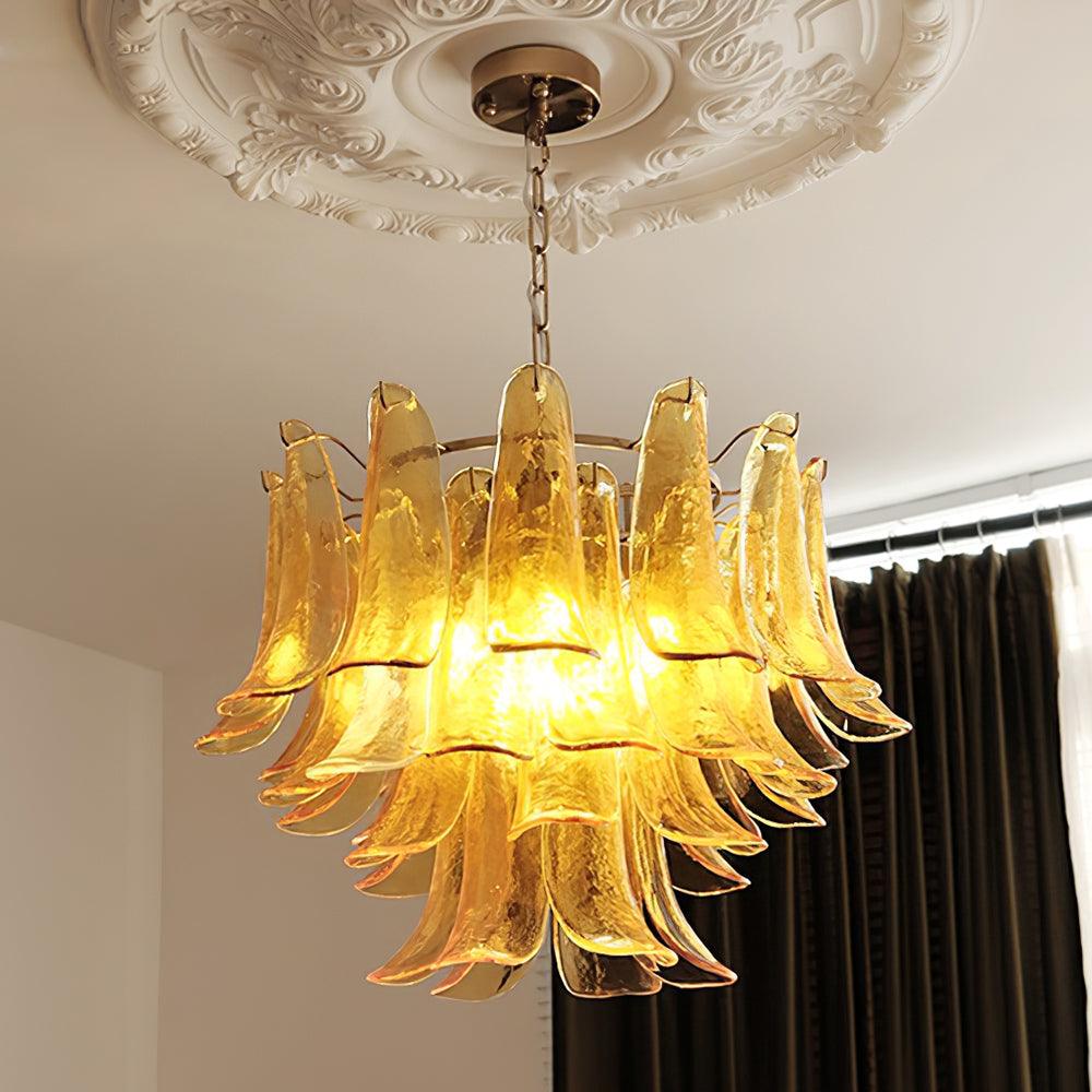Murano Glass Leaf Chandelier – Ambient Illumination in Luxury Interior Setting View 45
