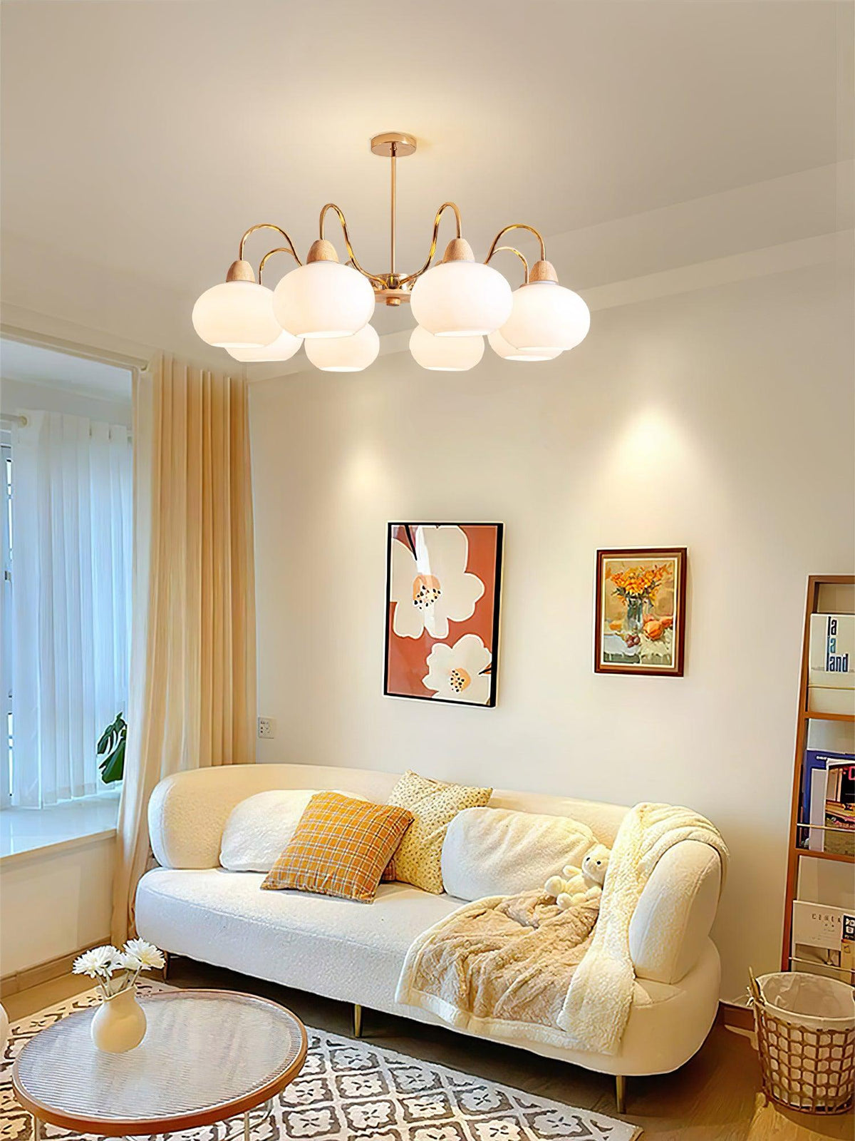 Glass Persimmon Curated Mouth-Blown Frosted Glas – spatial dining room perspective