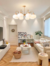 Glass Persimmon Curated Mouth-Blown Frosted Glas – full fixture elevation view