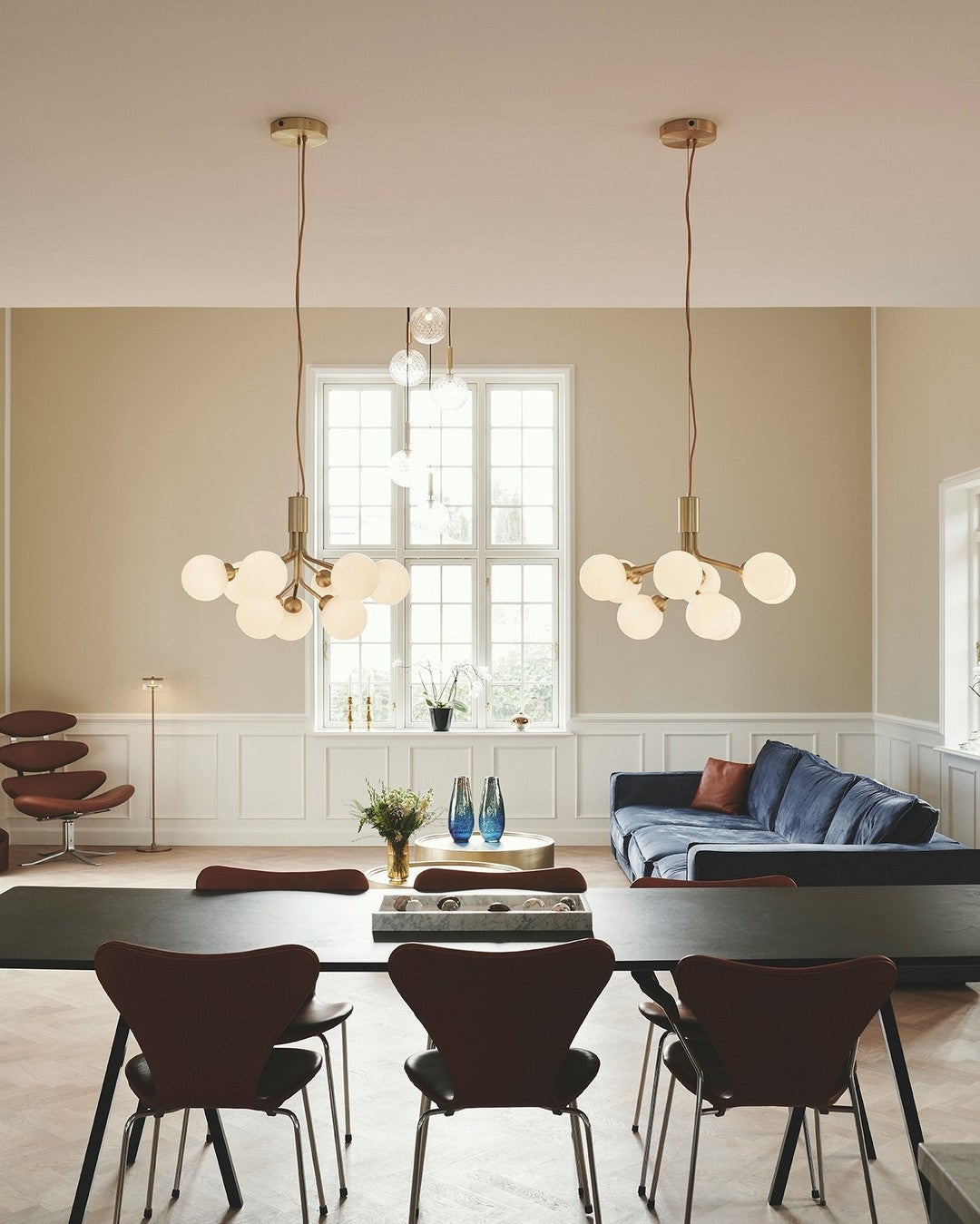 Glass Sphere Cluster Chandelier – Ambient Illumination in Luxury Interior Setting View 4