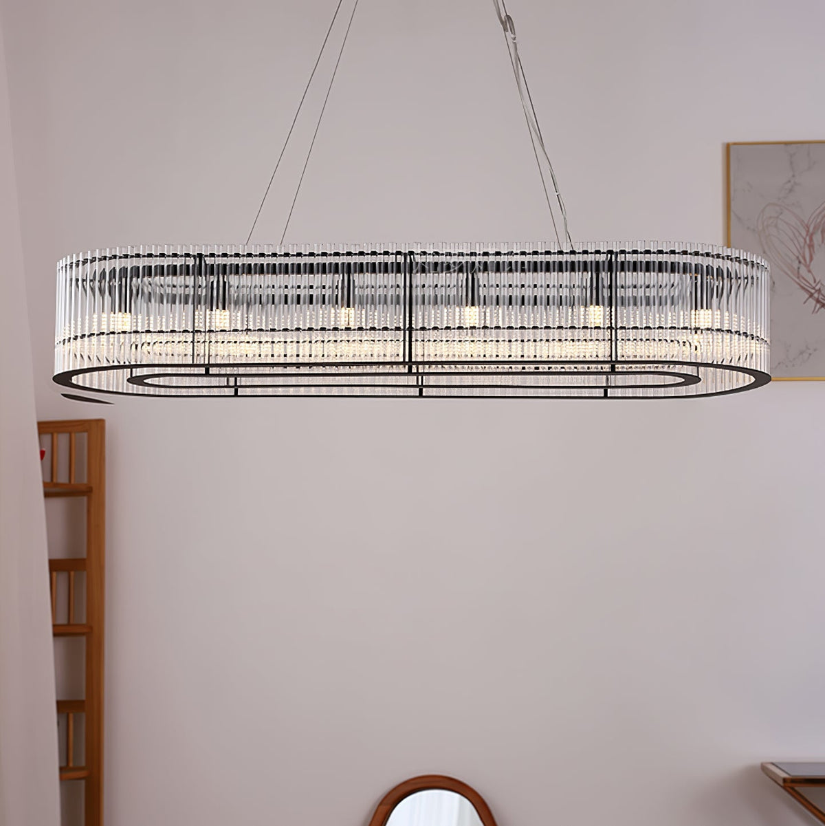 Glass Tube Ring Chandelier – Ambient Illumination in Luxury Interior Setting View 9