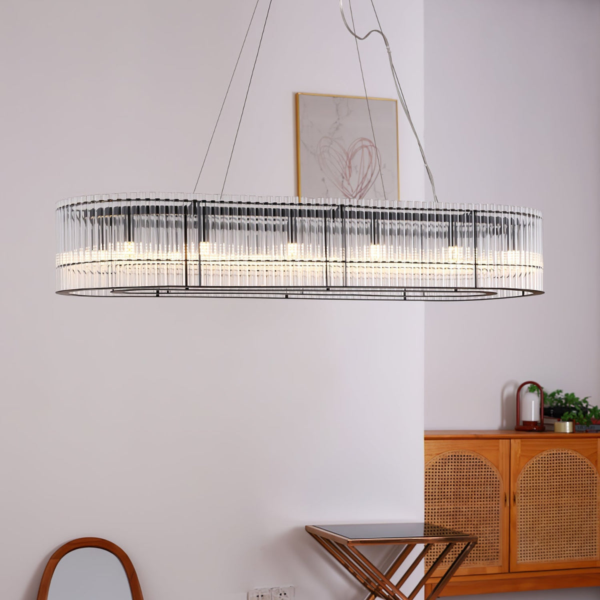 Glass Tube Ring Chandelier – Ambient Illumination in Luxury Interior Setting View 7