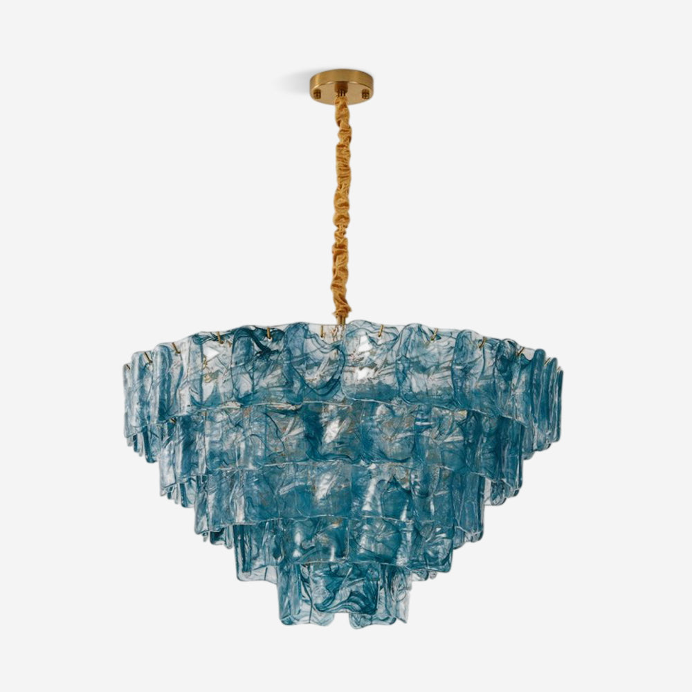 Glazed Tier Curated Mouth-Blown Frosted Glass Ch – Mouth-Blown Frosted Glass Chandelier