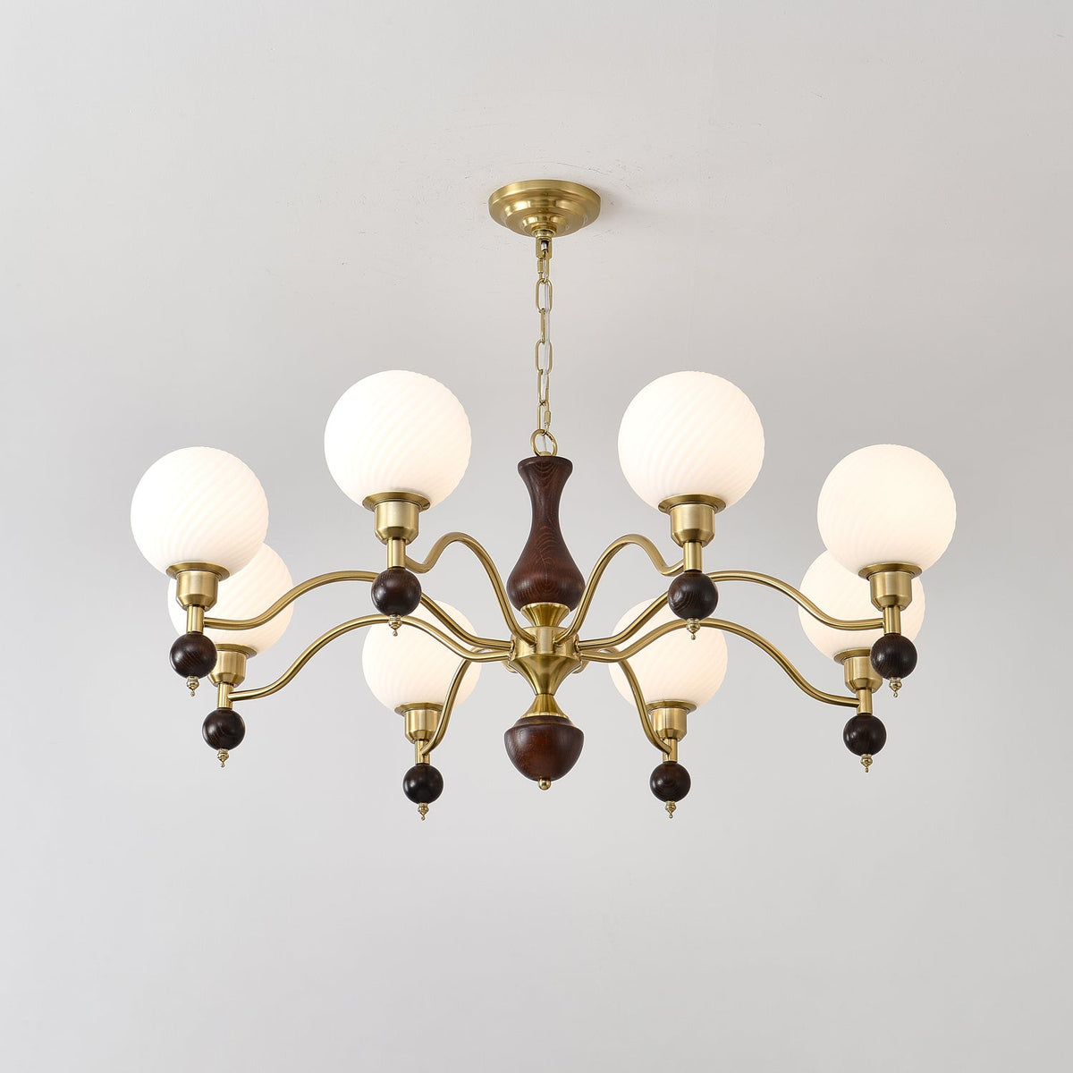 Globe Orb Wood Chandelier – Ambient Illumination in Luxury Interior Setting View 13