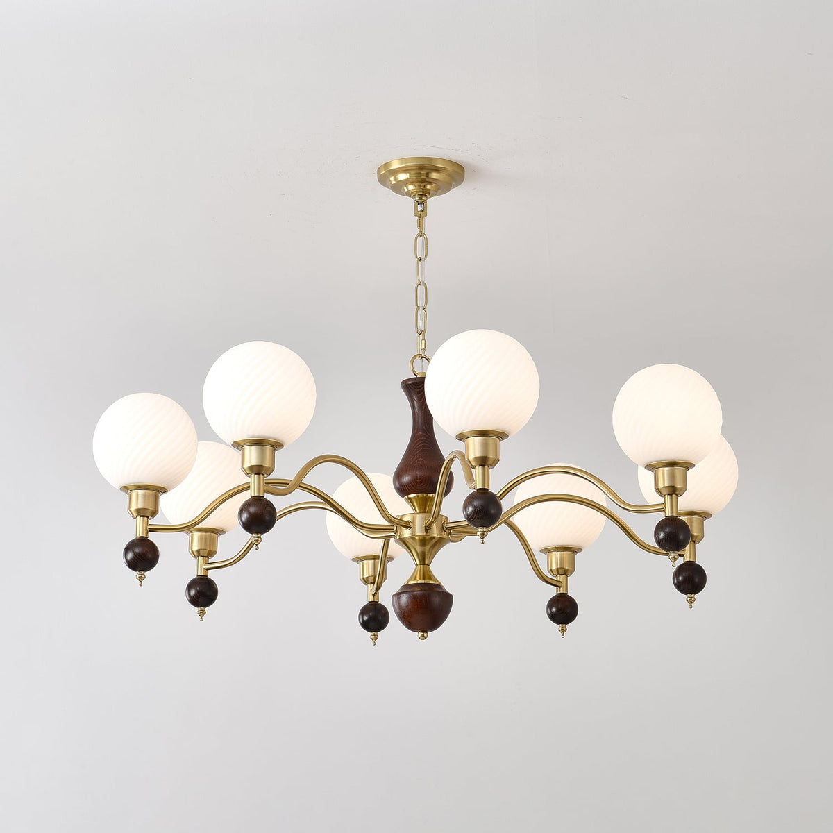 Globe Orb Wood Chandelier – Ambient Illumination in Luxury Interior Setting View 6
