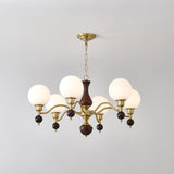 Globe Orb Wood Chandelier – Ambient Illumination in Luxury Interior Setting View 11