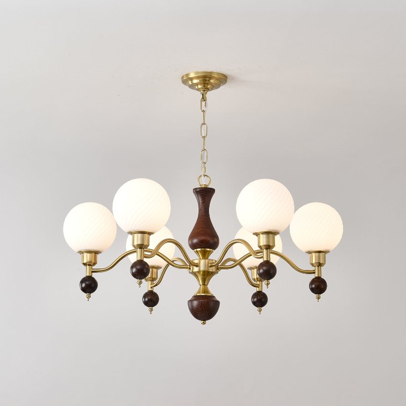 Globe Orb Wood Chandelier – Ambient Illumination in Luxury Interior Setting View 8
