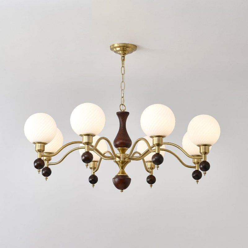 Globe Orb Wood Chandelier – Ambient Illumination in Luxury Interior Setting View 9