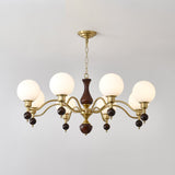 Globe Orb Wood Chandelier – Handcrafted Material Texture and Detail View