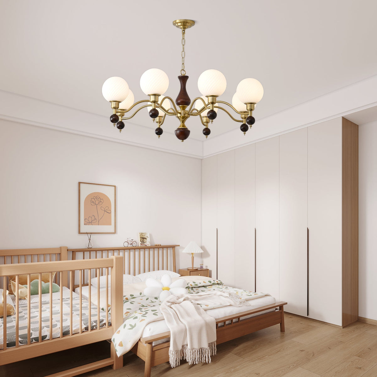 Globe Orb Wood Chandelier – Ambient Illumination in Luxury Interior Setting View 4
