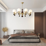 Globe Orb Wood Chandelier – Ambient Illumination in Luxury Interior Setting View 3